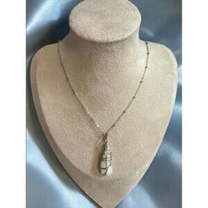 Handcrafted Wire-Wrapped White Stone Pendant Necklace